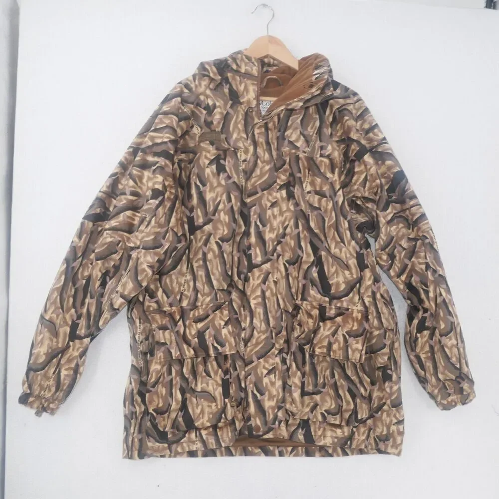 Vintage Columbia Delta Marsh Hooded Camo Jacket Men's XL Full Zip Hunting 1995